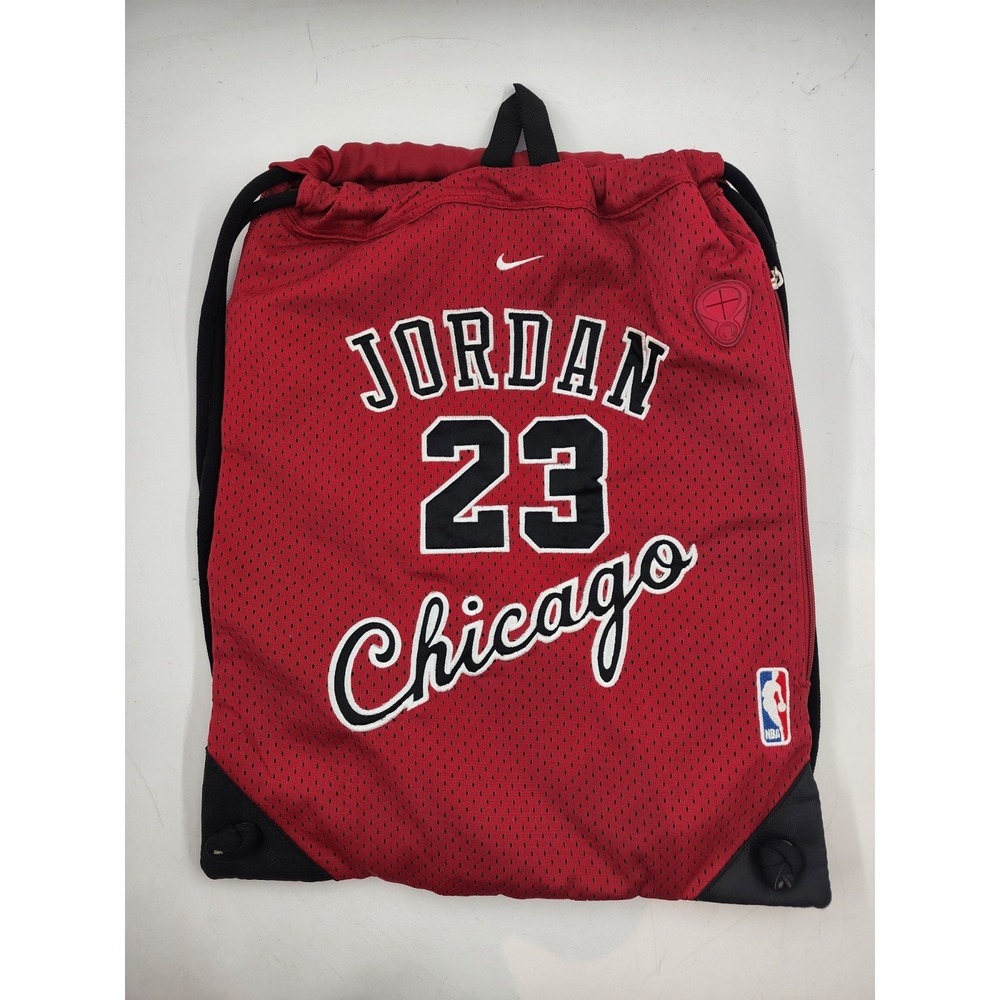 Nike Jordan 23 Jersey Drawstring Backpack with Side Pocket Black Red White